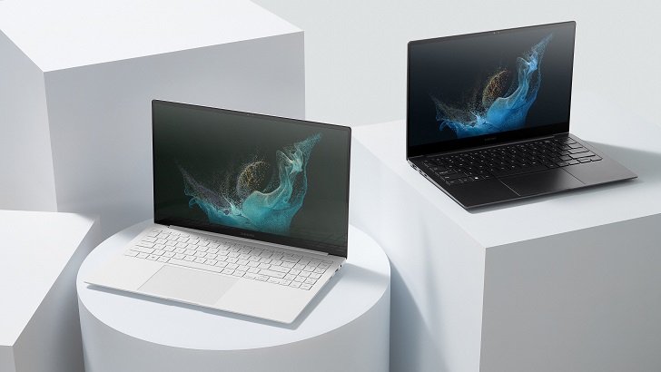 Notebooks Galaxy Book2 Pro nas cores preto e branca