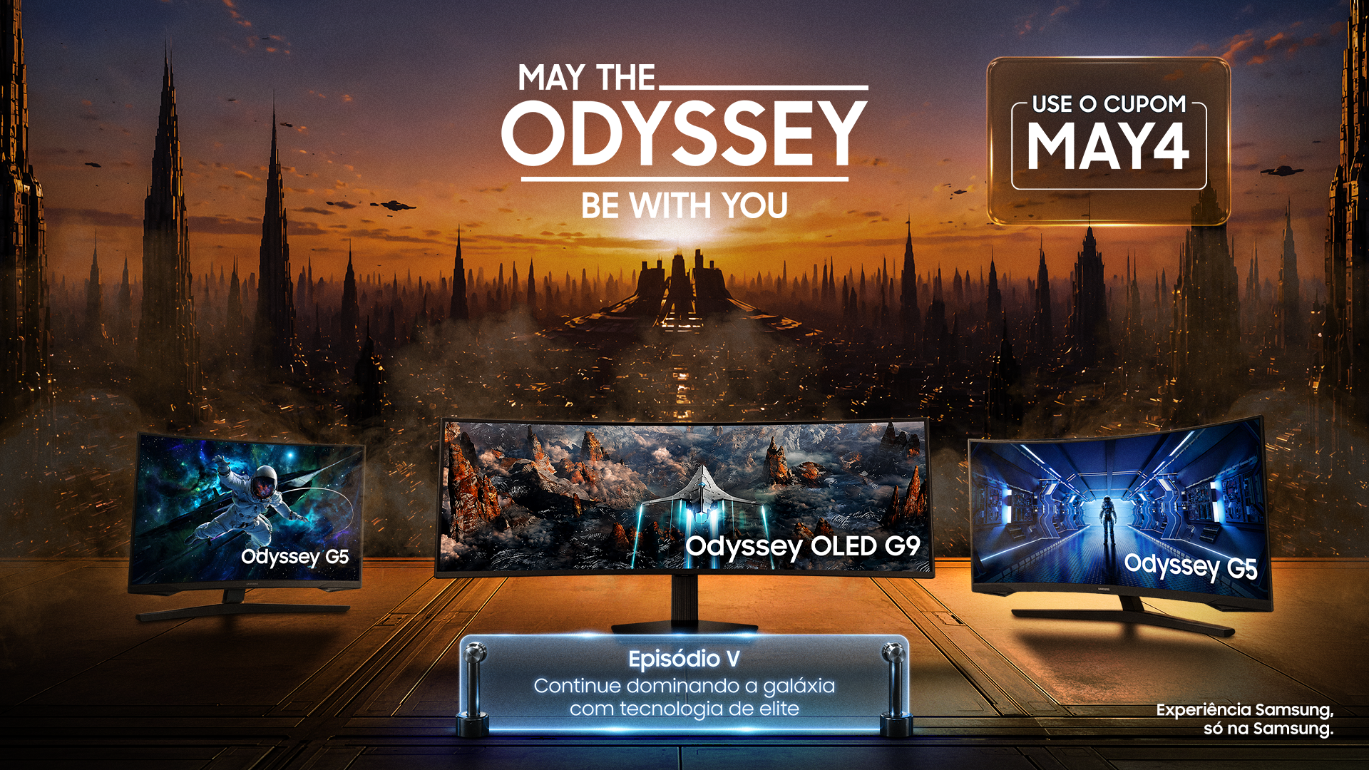 Celebre o “May the 4th” com até 30% de desconto nos monitores da linha Odyssey, da Samsung