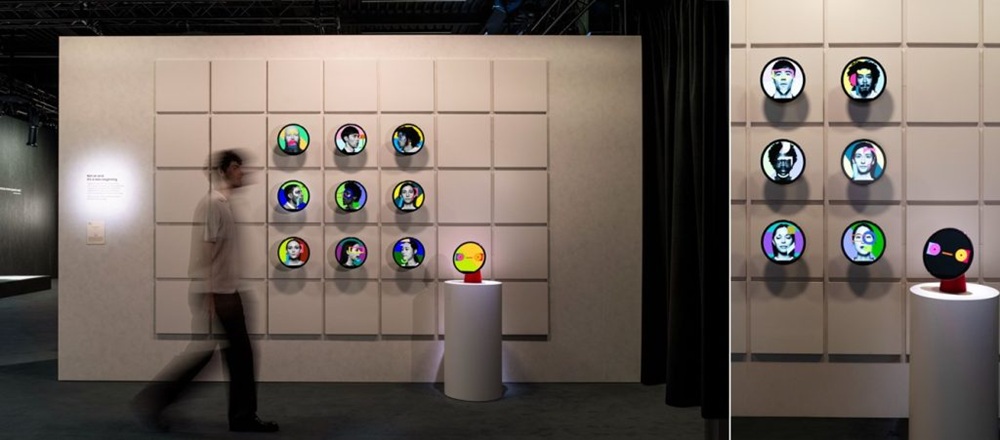 A imagem mostra duas fotos da zona 'The Goodbye Show', que encerra a exposição 'Design is an act os Love".