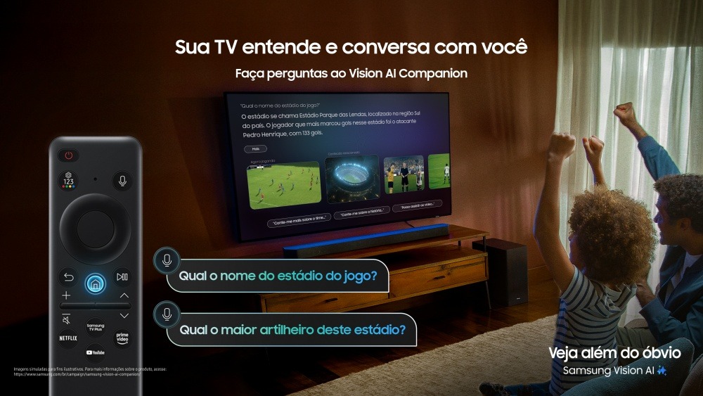 AI Vision Companion da Samsung explicado em imagens, com TV Samsung ao fundo