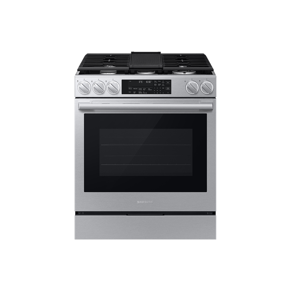 A imagem traz o novo Fogão Série 90 da Samsung em fundo branco