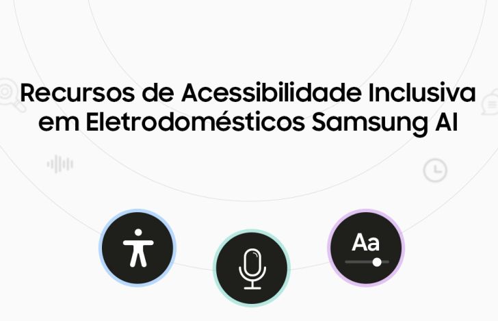Imagemmostra alguns dos recursos de acessibilidade nos eletrodomésticos da Samsung