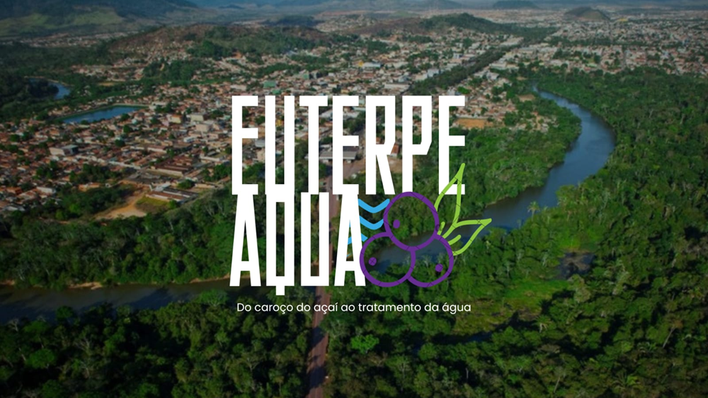 Imagens aéres de Parauapebas (PA) com a escrita Euterpe-Aqua em destaque