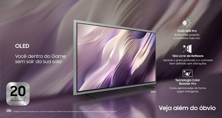 Novas TVs Vision AI OLED, da Samsung, chegam com recursos avançados de imagem, inteligência artificial e alto desempenho para games