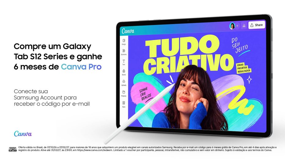 Samsung anuncia parceria com Canva para ampliar possibilidades de criação no Galaxy Tab S Series em toda a América Latina