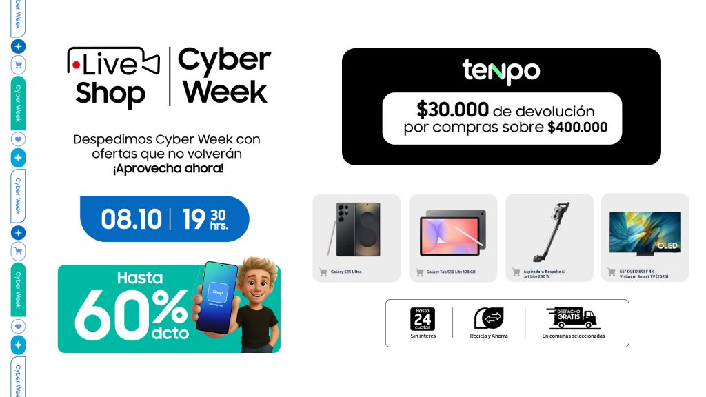 Hoy último Live Shop en Cyber Week Samsung