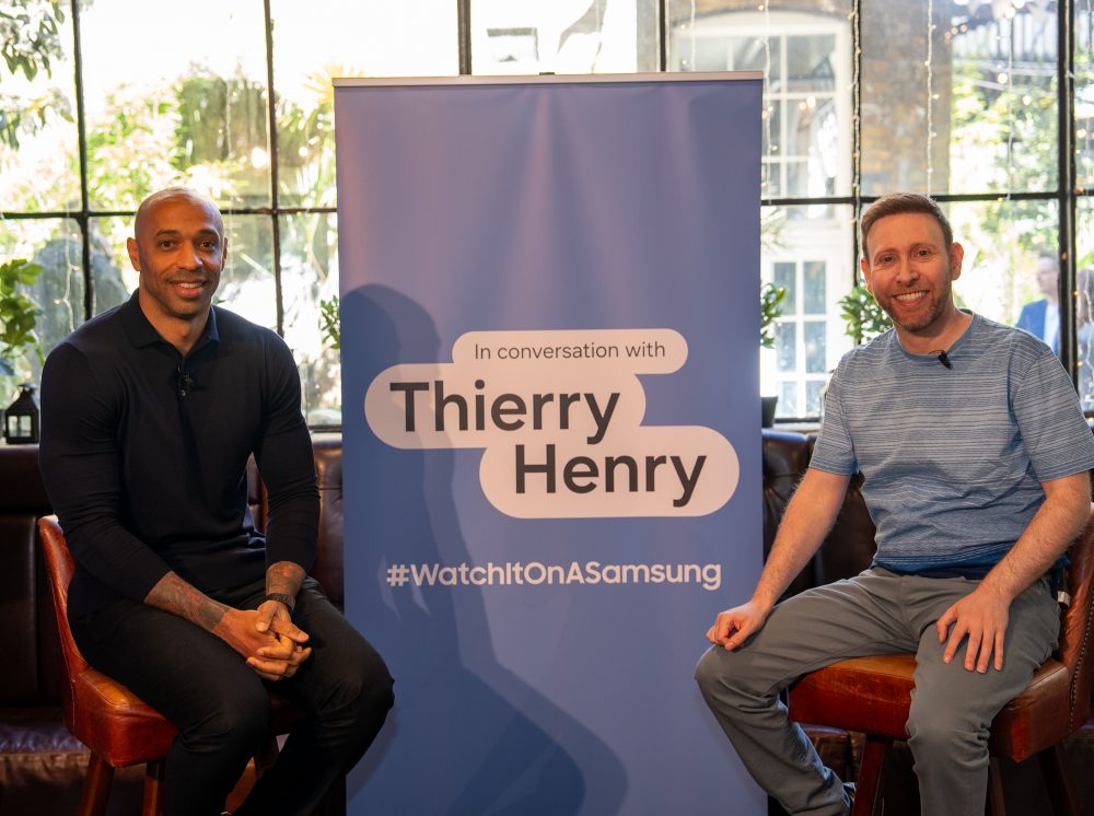 Thierry Henry & Ben Jacobs, moderator #WatchItOnASamsung
