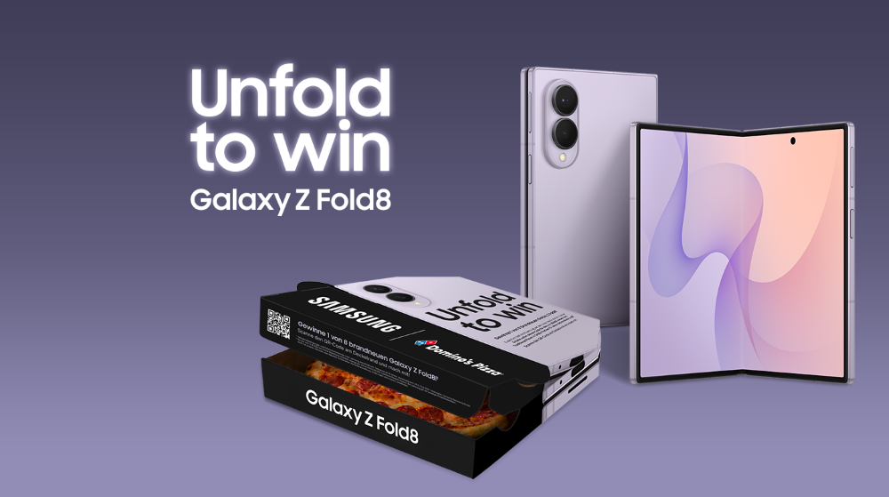 Domino's Pizzakarton mit Unfold to win