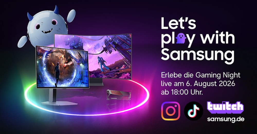 Samsung bewirbt die Gaming Weeks 2026 und bietet für ausgewählte Gaming-TVs und bis zu 1.300 Euro Cashback sowie Streaming-Content beim Kauf kompatibler Produkte