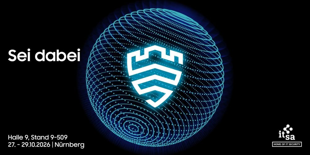 Eine Grafik mit dem Logo der Sicherheitslösung Samsung Knox vor schwarzem Hintergrund.