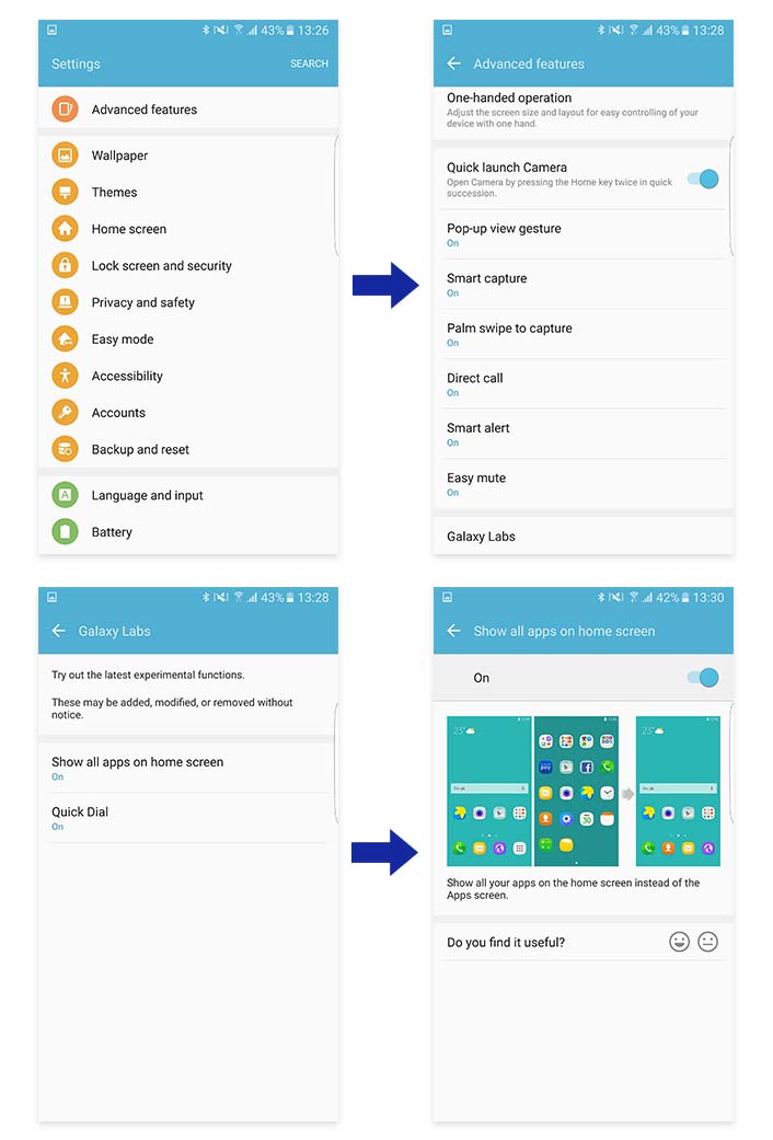 how to change app settings in samsung galaxy s7