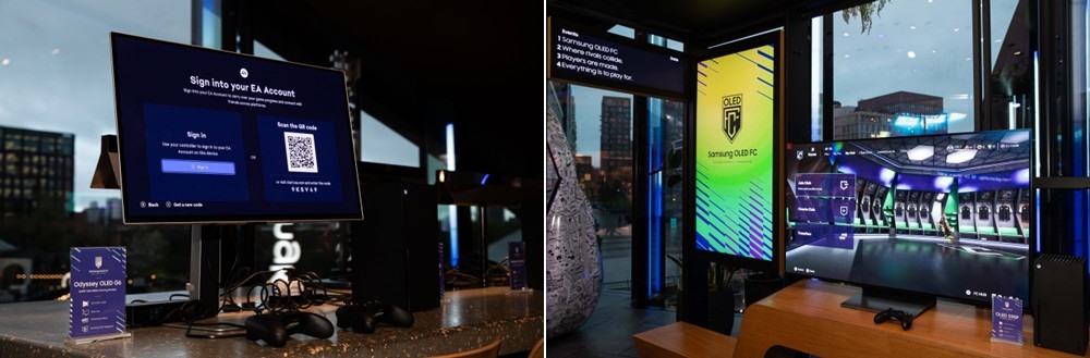 Powered by Samsung OLED, the event delivered vivid visuals and immersive gameplay — featuring the Odyssey OLED G6 (left) and Samsung OLED S90F (right).