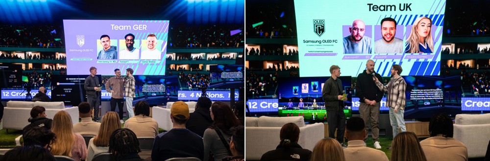 Team captains from France, Spain, Germany and the UK are welcomed on stage ahead of the tournament at Samsung OLED FC.