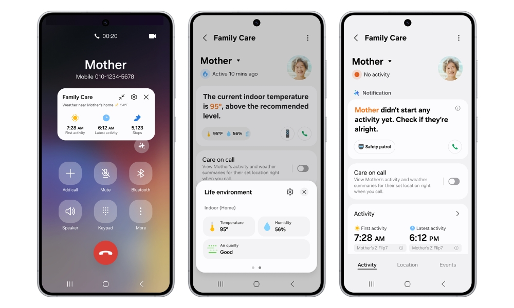 The newly introduced features in Samsung SmartThings Family Care service includes Care On Call, Care Insight and Safe Patrol