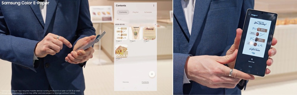 The Samsung E-paper App allows easy content management from personal devices