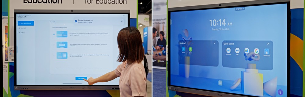 Teachers can access personalized app shortcuts, bookmarks and lesson materials on any compatible Samsung Interactive Display.