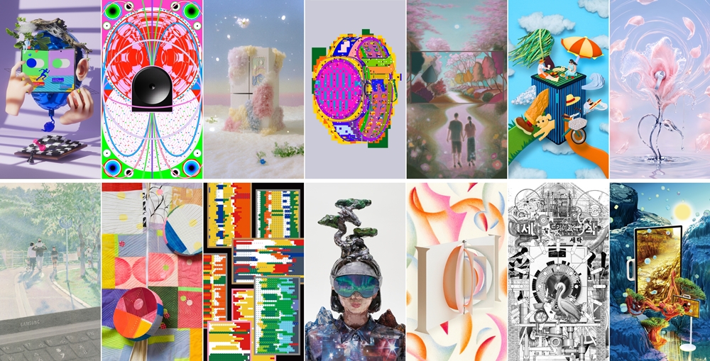 The works were inspired by 14 Samsung products spanning mobile devices, TVs, and home appliances.