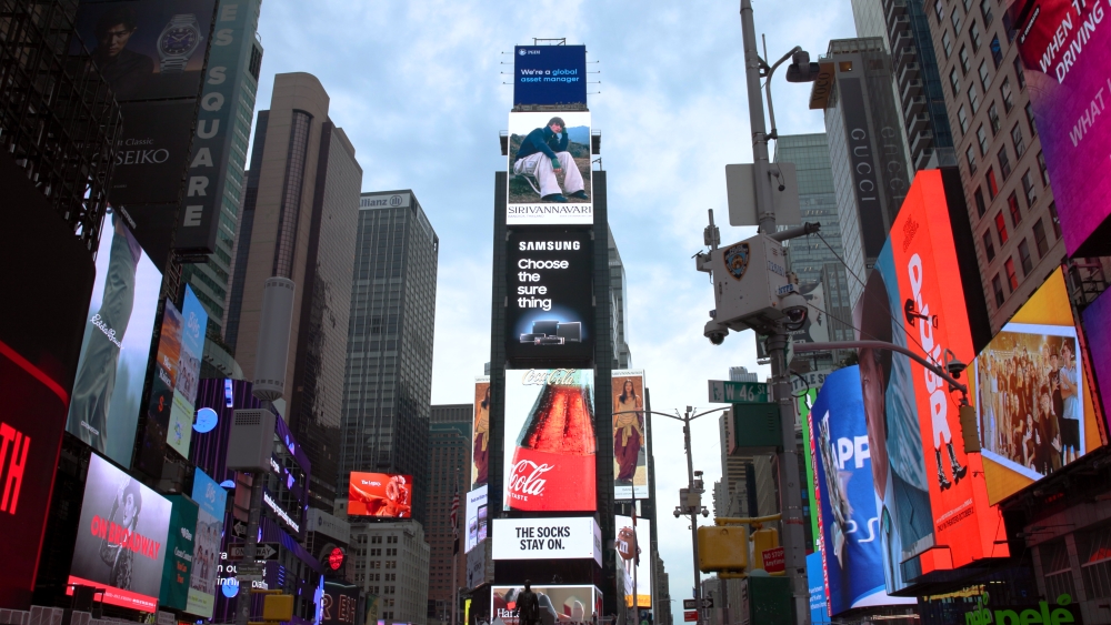 “Choose the sure thing” campaign in Times Square, New York
