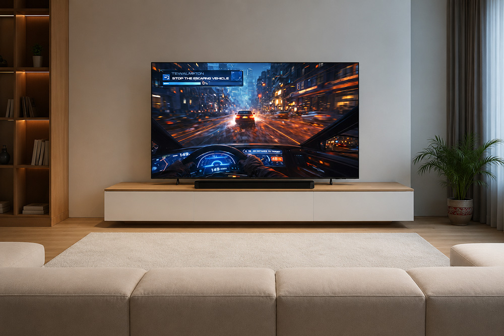 Samsung Mini LED menghadirkan pengalaman menonton pertandingan sepak bola yang lebih imersif dengan kualitas gambar premium, warna hidup, dan kontras optimal di ruang keluarga modern.