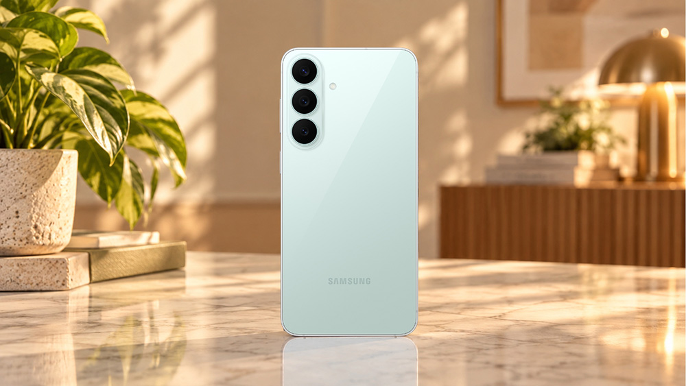 Tampil stylish dengan Samsung Galaxy S26 FE warna Pistachio yang hadir dengan desain glossy dan fresh untuk keseharian Gen Z.