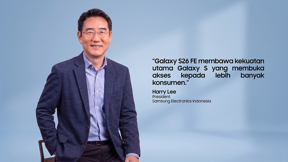 Harry Lee, President Samsung Electronics Indonesia, menyampaikan komitmen Galaxy S26 FE untuk membawa kamera, Galaxy AI, performa, dan pengalaman flagship Galaxy S kepada lebih banyak konsumen, dihadirkan Samsung Indonesia tahun 2026