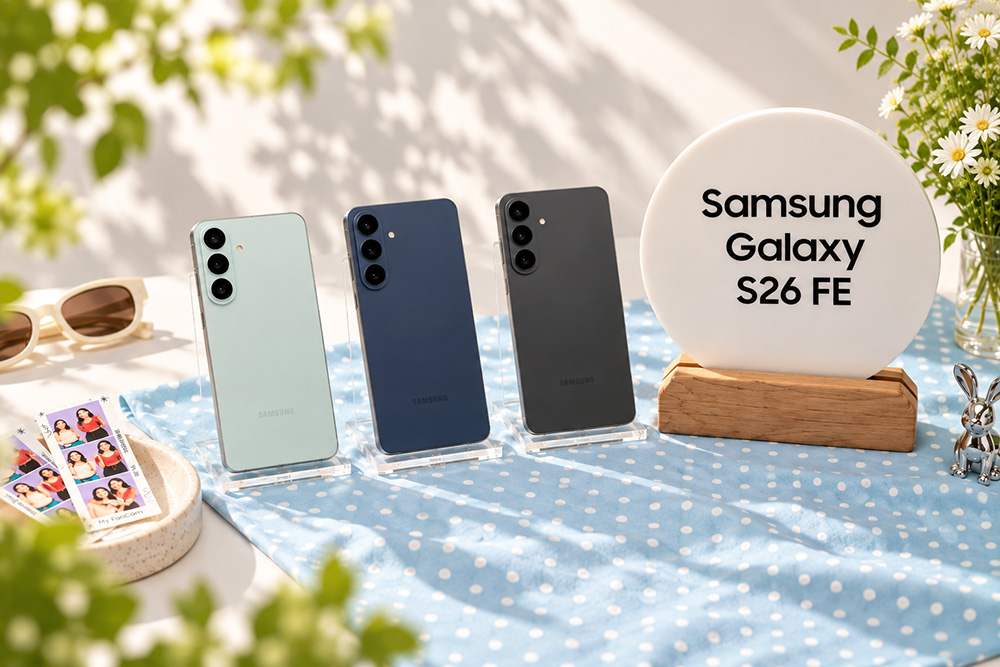 Galaxy S26 FE dengan tiga pilihan warna Pistachio, Blueberry, dan Graphite yang didukung hingga 7 generasi pembaruan OS dan 7 tahun pembaruan keamanan