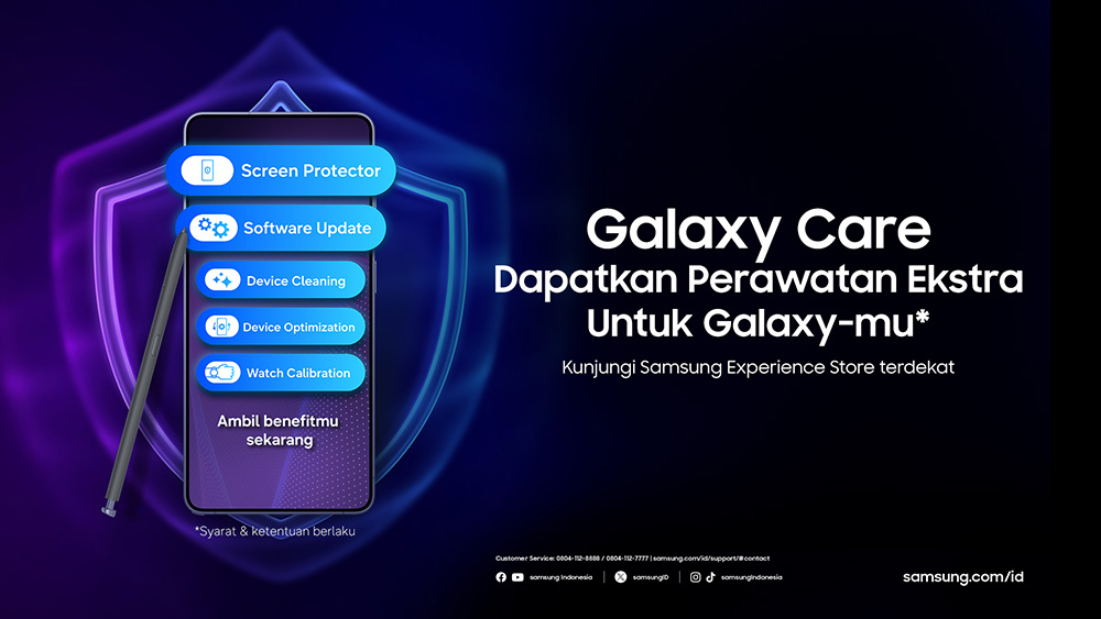 Samsung Galaxy Care menawarkan perawatan ekstra untuk perangkat Galaxy, meliputi screen protector, software update, device cleaning, device optimization, dan watch calibration