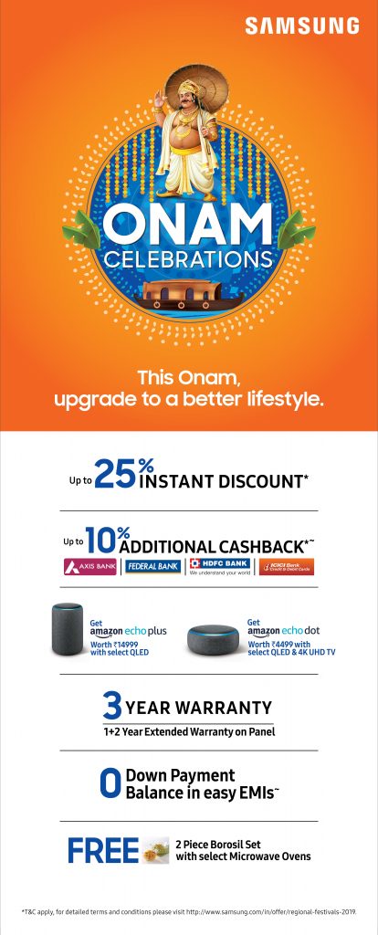This Onam, Upgrade Your Lifestyle with Samsung, Get Attractive Offers and Upto 25% Instant 