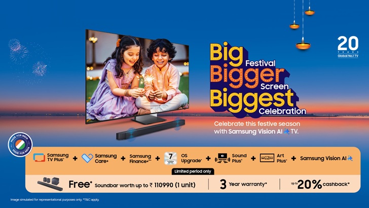 Samsung Announces ‘Big, Bigger, Biggest’ Celebrations This Diwali with Festive Offers on Big Screen TVs – Samsung Newsroom India