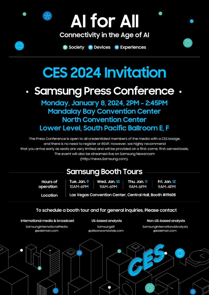 Samsung Press Conference at CES 2024 ‘AI for All Connectivity in the ...