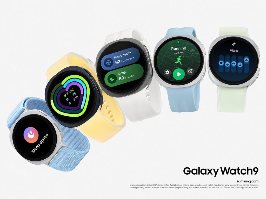 Galaxy Watch9 turli kamar materiallari va ranglarida, jumladan yumshoq silikon va yengil mato variantlarida mavjud.