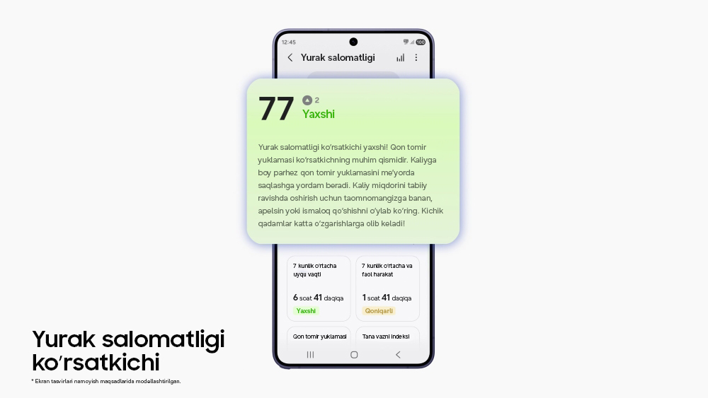Samsung Health Salomatlik ilovasida hayotiy ko'rsatkichlar